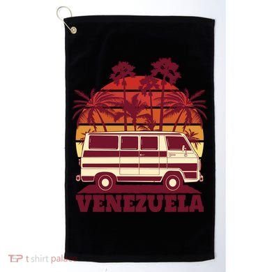 Venezuela Palm Tree Sunset Retro Golf Towel
