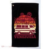 Venezuela Palm Tree Sunset Retro Golf Towel thumb 0