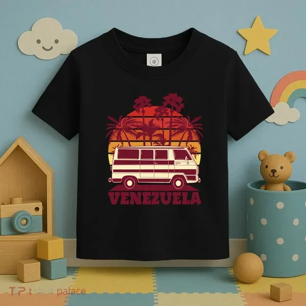 Venezuela Palm Tree Sunset Retro Toddler T-Shirt
