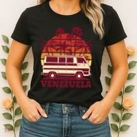 Venezuela Palm Tree Sunset Retro Women's T-Shirt thumb 2