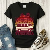 Venezuela Palm Tree Sunset Retro Women's T-Shirt thumb 3