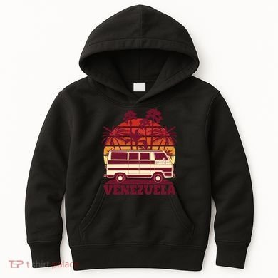 Venezuela Palm Tree Sunset Retro Kids Hoodie