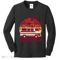 Venezuela Palm Tree Sunset Retro Kids Long Sleeve Shirt thumb 0