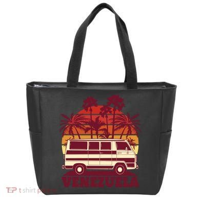 Venezuela Palm Tree Sunset Retro Tote Bag