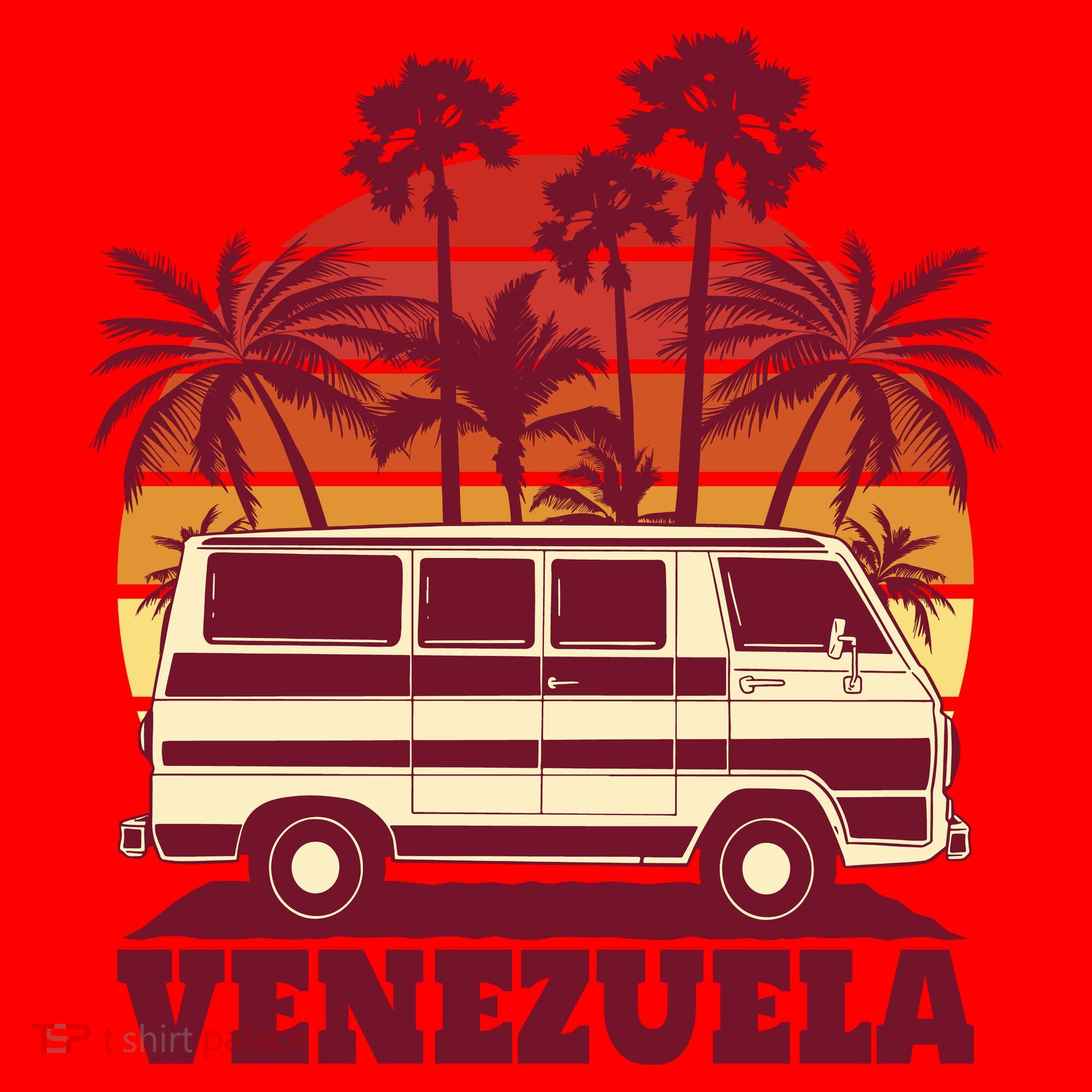 Venezuela Palm Tree Sunset Retro Santa Hat