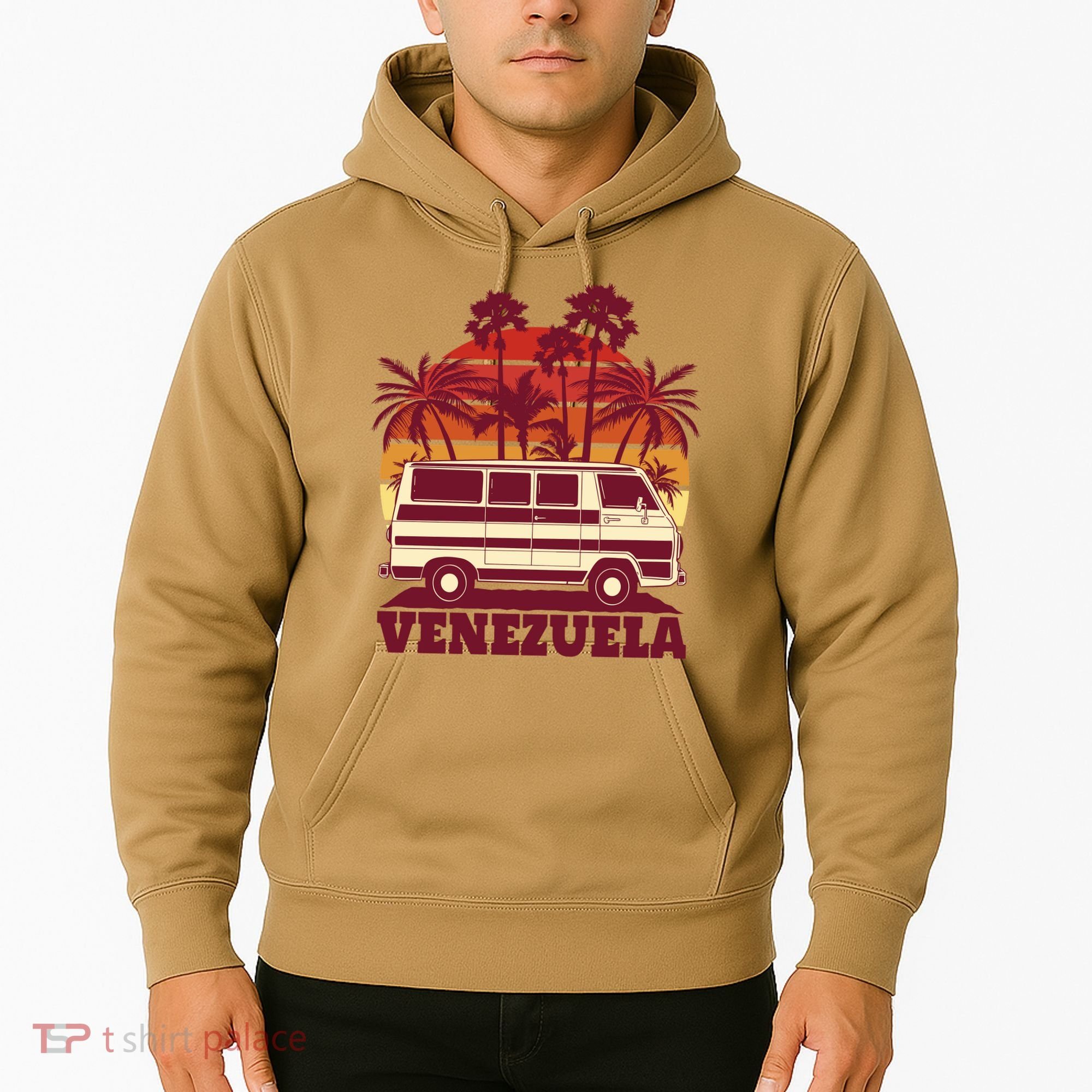 Venezuela Palm Tree Sunset Retro Hoodie