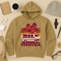 Venezuela Palm Tree Sunset Retro Hoodie thumb 3