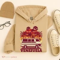 Venezuela Palm Tree Sunset Retro Hoodie thumb 4