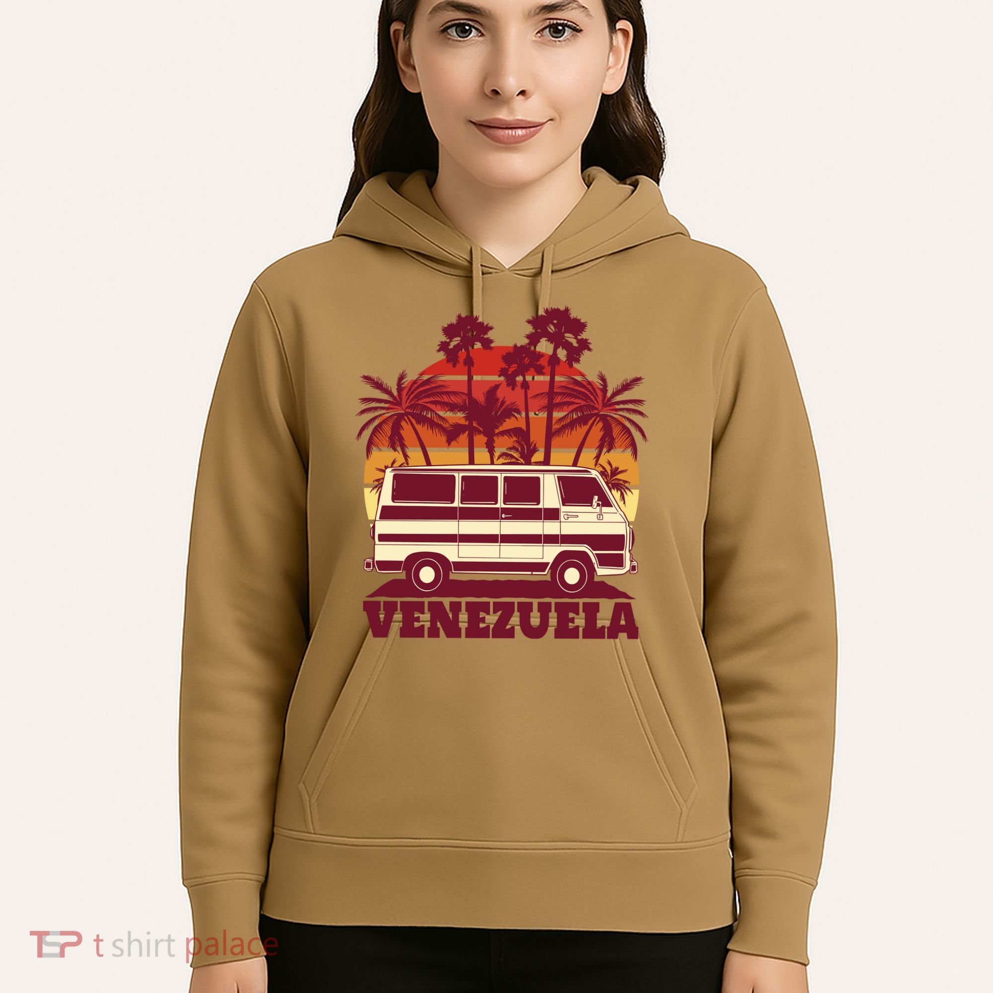 Venezuela Palm Tree Sunset Retro Hoodie