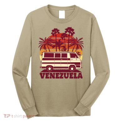 Venezuela Palm Tree Sunset Retro Long Sleeve Shirt