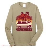 Venezuela Palm Tree Sunset Retro Long Sleeve Shirt thumb 0