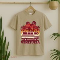 Venezuela Palm Tree Sunset Retro T-Shirt thumb 2