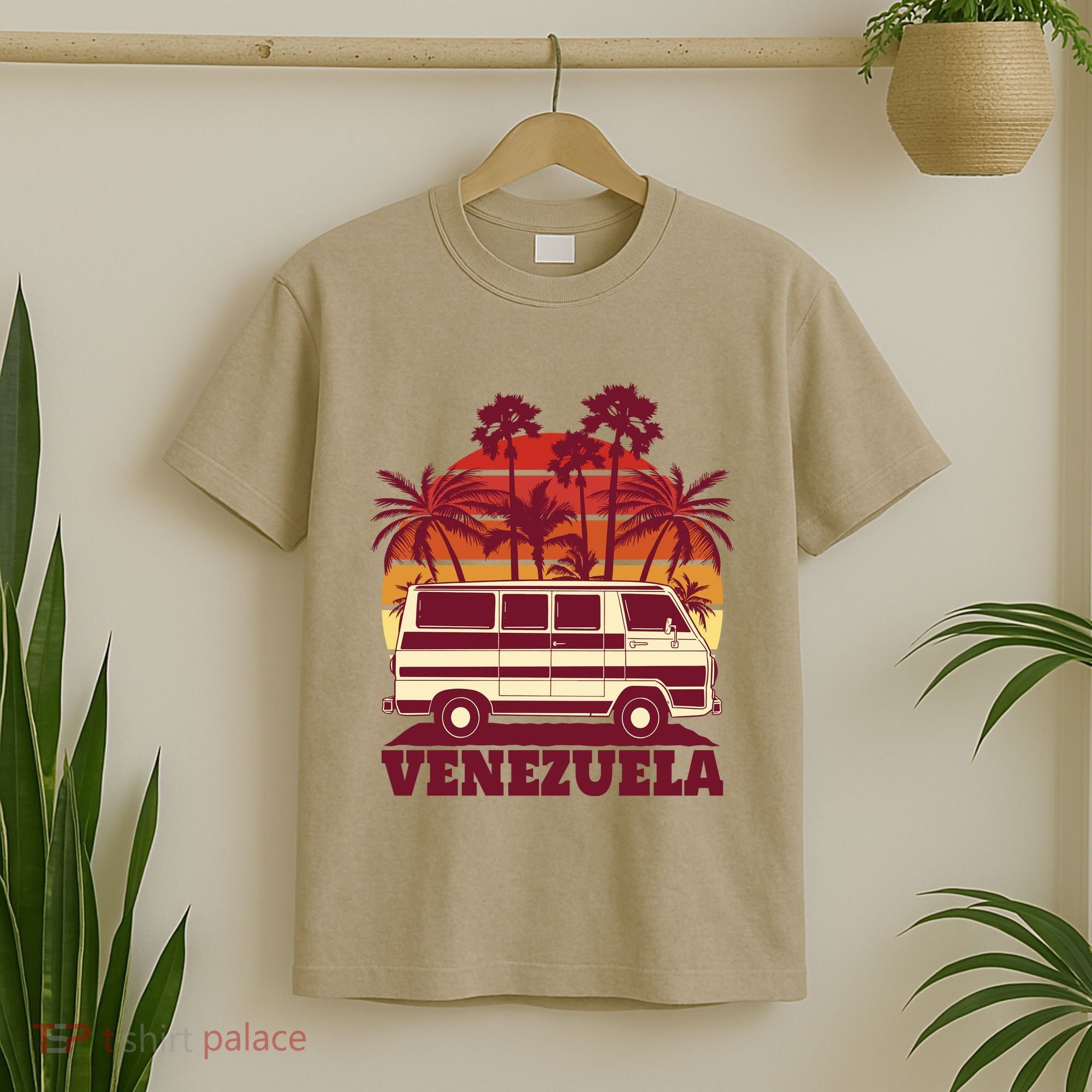 Venezuela Palm Tree Sunset Retro T-Shirt