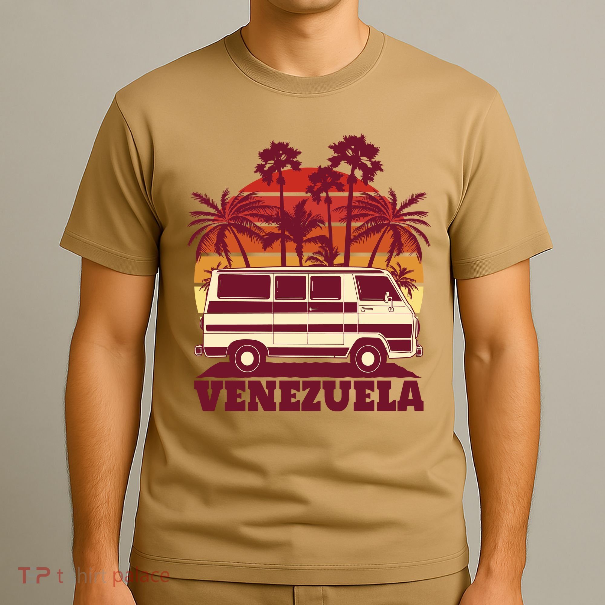 Venezuela Palm Tree Sunset Retro T-Shirt