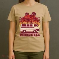 Venezuela Palm Tree Sunset Retro T-Shirt thumb 4