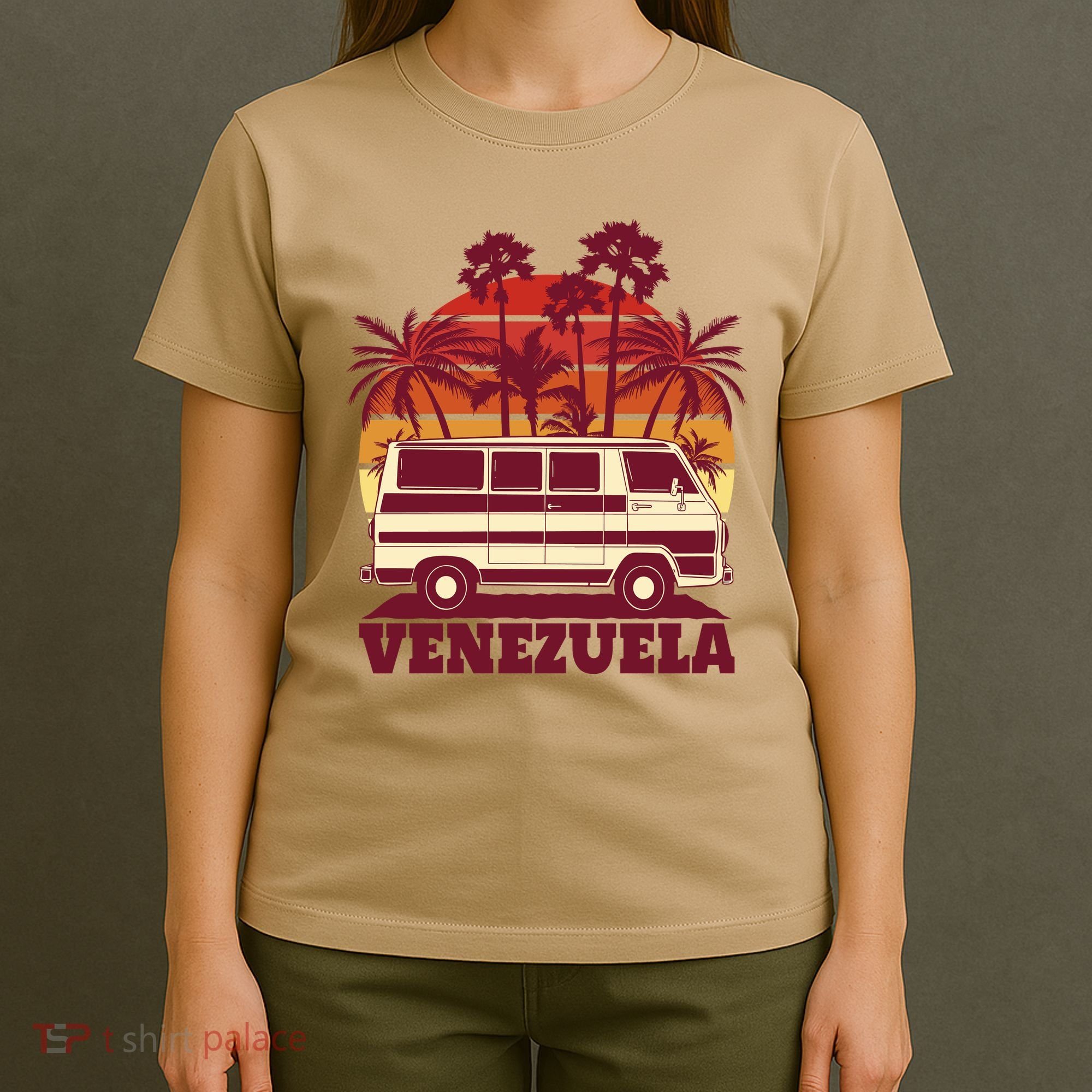 Venezuela Palm Tree Sunset Retro T-Shirt