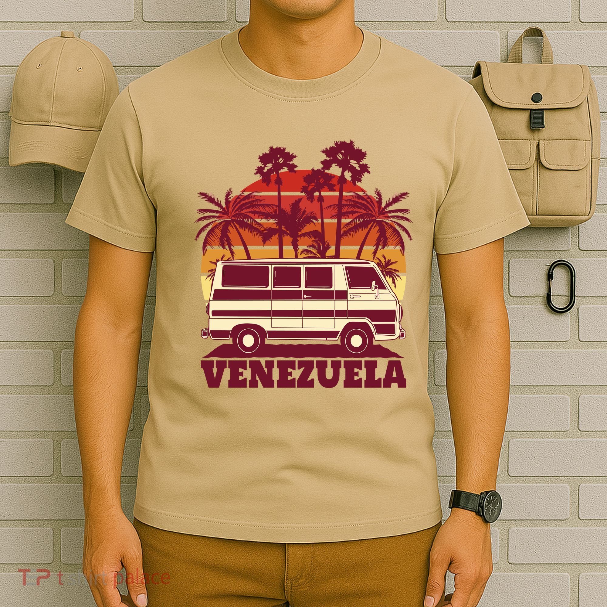 Venezuela Palm Tree Sunset Retro T-Shirt