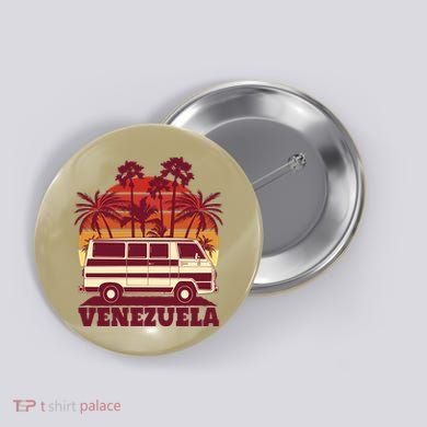 Venezuela Palm Tree Sunset Retro Button