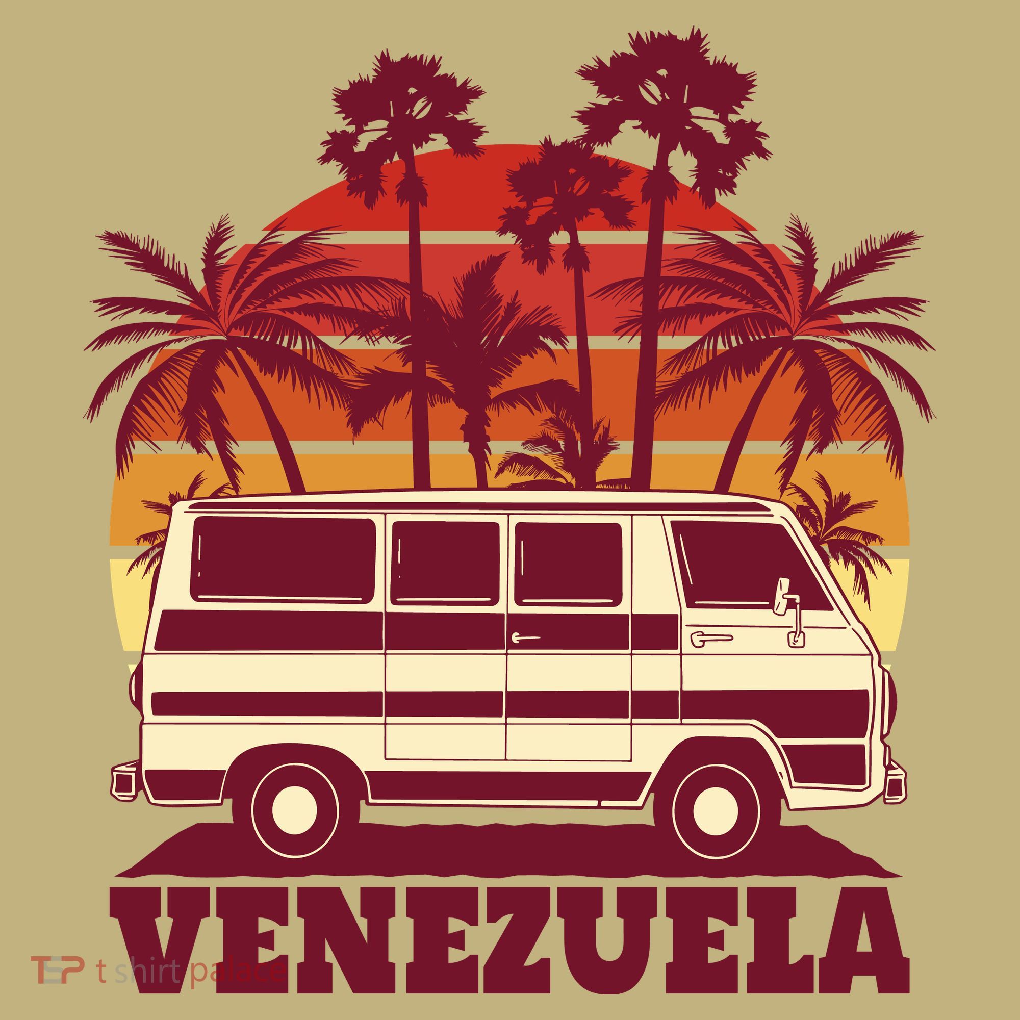 Venezuela Palm Tree Sunset Retro Button