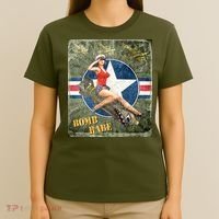 Vintage Pin Up Girl On Bomb Bomber Plane T-Shirt thumb 4