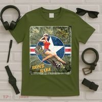 Vintage Pin Up Girl On Bomb Bomber Plane T-Shirt thumb 5