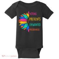 Voting Prevents Unwanted Presidencies Sunflower Baby Bodysuit thumb 0