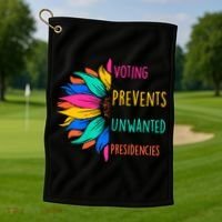 Voting Prevents Unwanted Presidencies Sunflower Golf Towel thumb 1