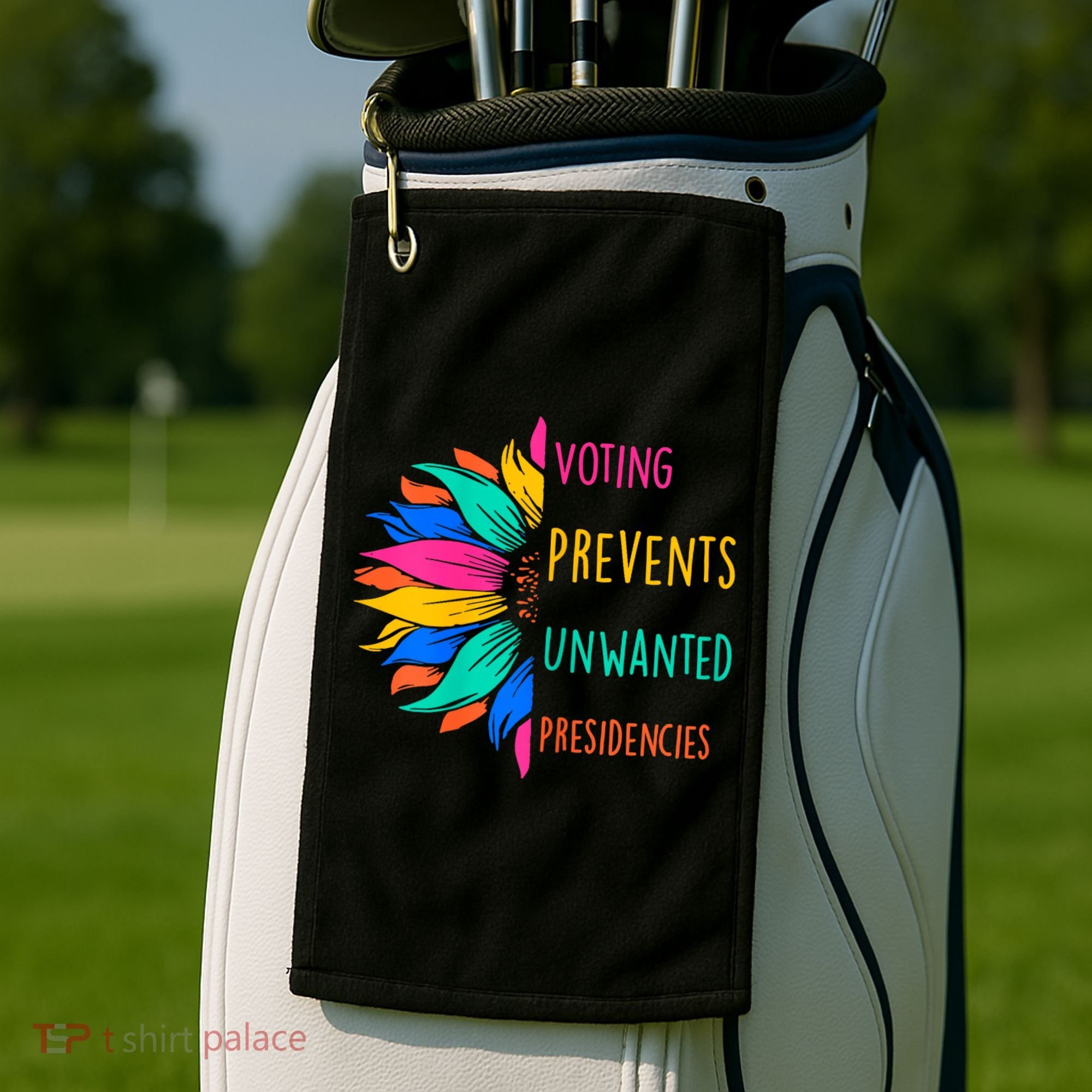 Voting Prevents Unwanted Presidencies Sunflower Golf Towel