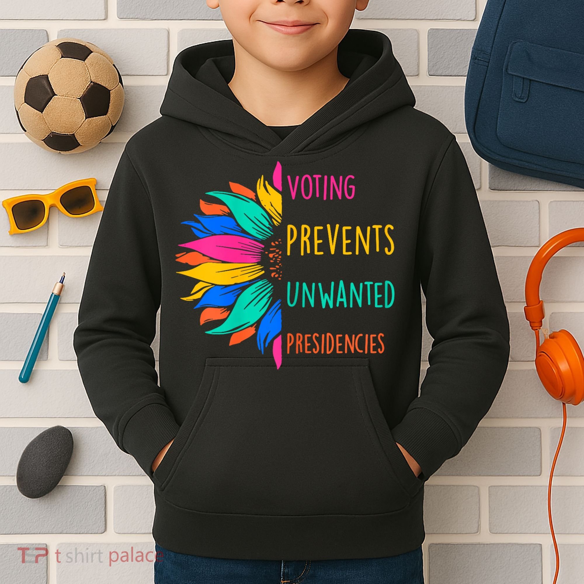 Voting Prevents Unwanted Presidencies Sunflower Kids Hoodie