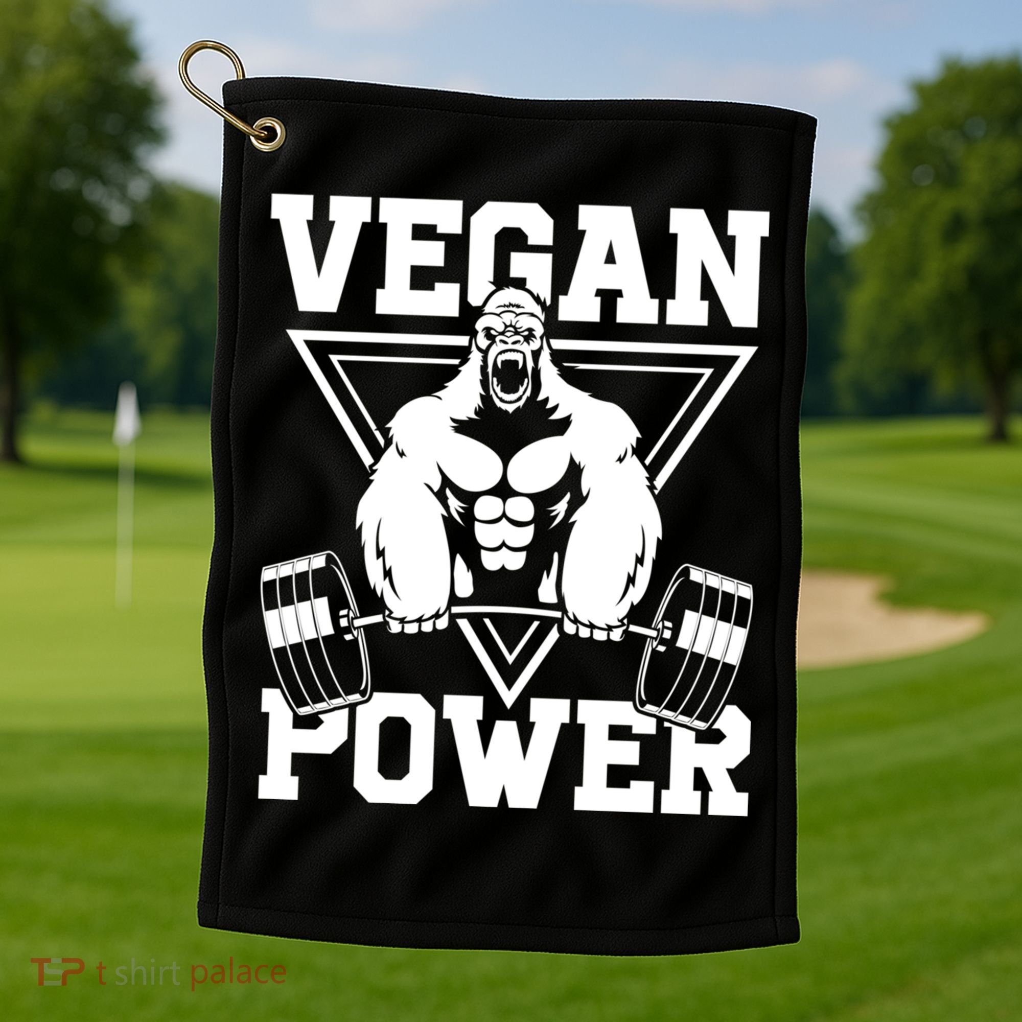 Vegan Power Workout Muscle Gorilla Bodybuilding Golf Towel