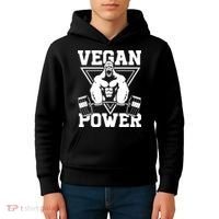 Vegan Power Workout Muscle Gorilla Bodybuilding Kids Hoodie thumb 4