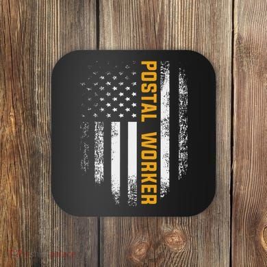 Vintage Postal Worker American Flag Us Postal Service Gift Coaster