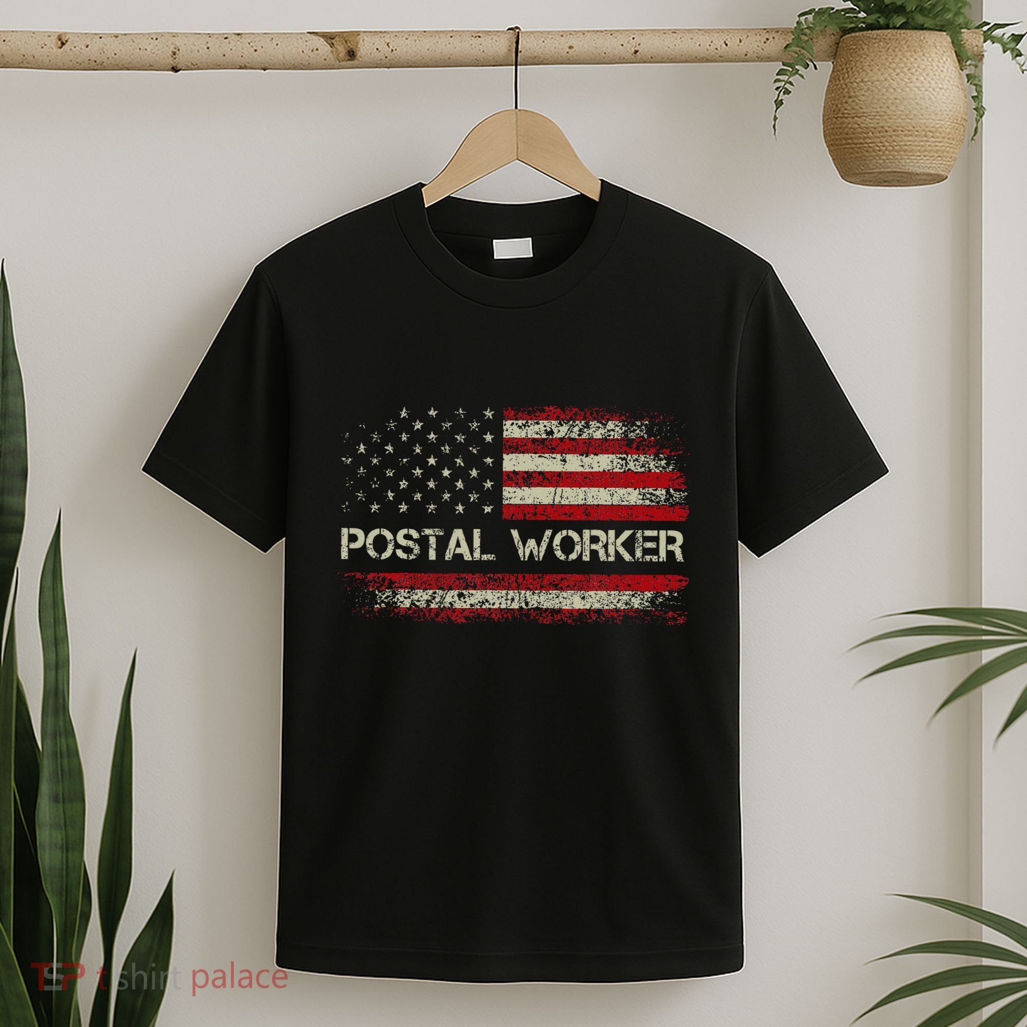 Vintage Postal Worker American Flag Us Postal Service T-Shirt