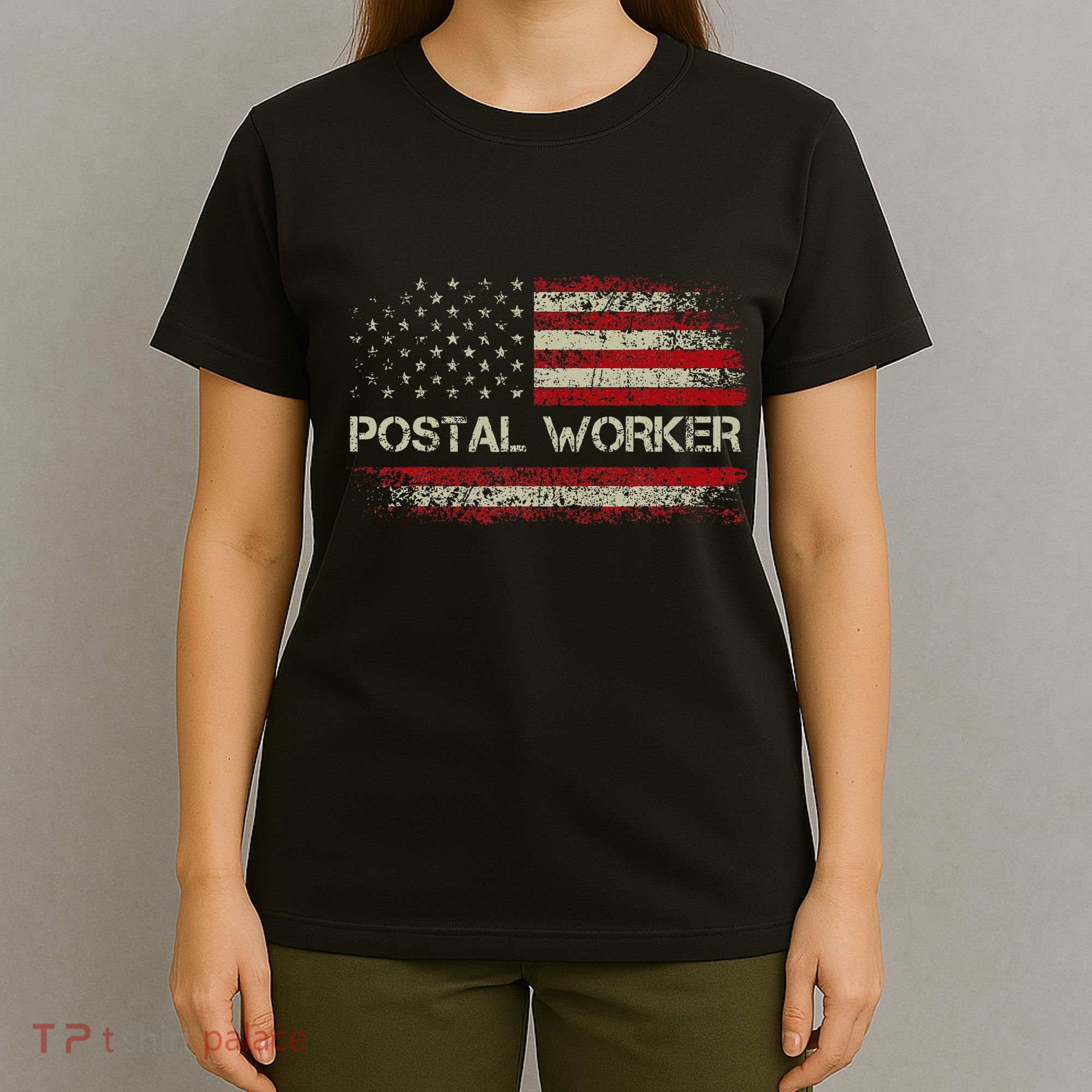 Vintage Postal Worker American Flag Us Postal Service T-Shirt