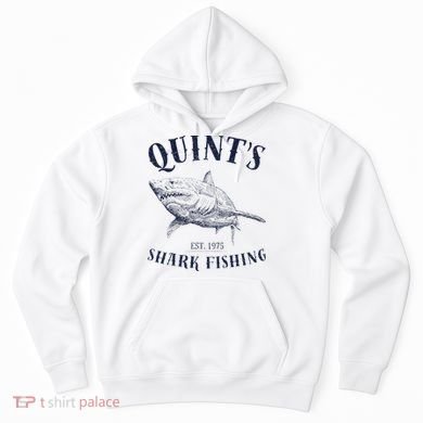 Vintage QuintS Shark 1975 Funny FishingS Retro Hoodie