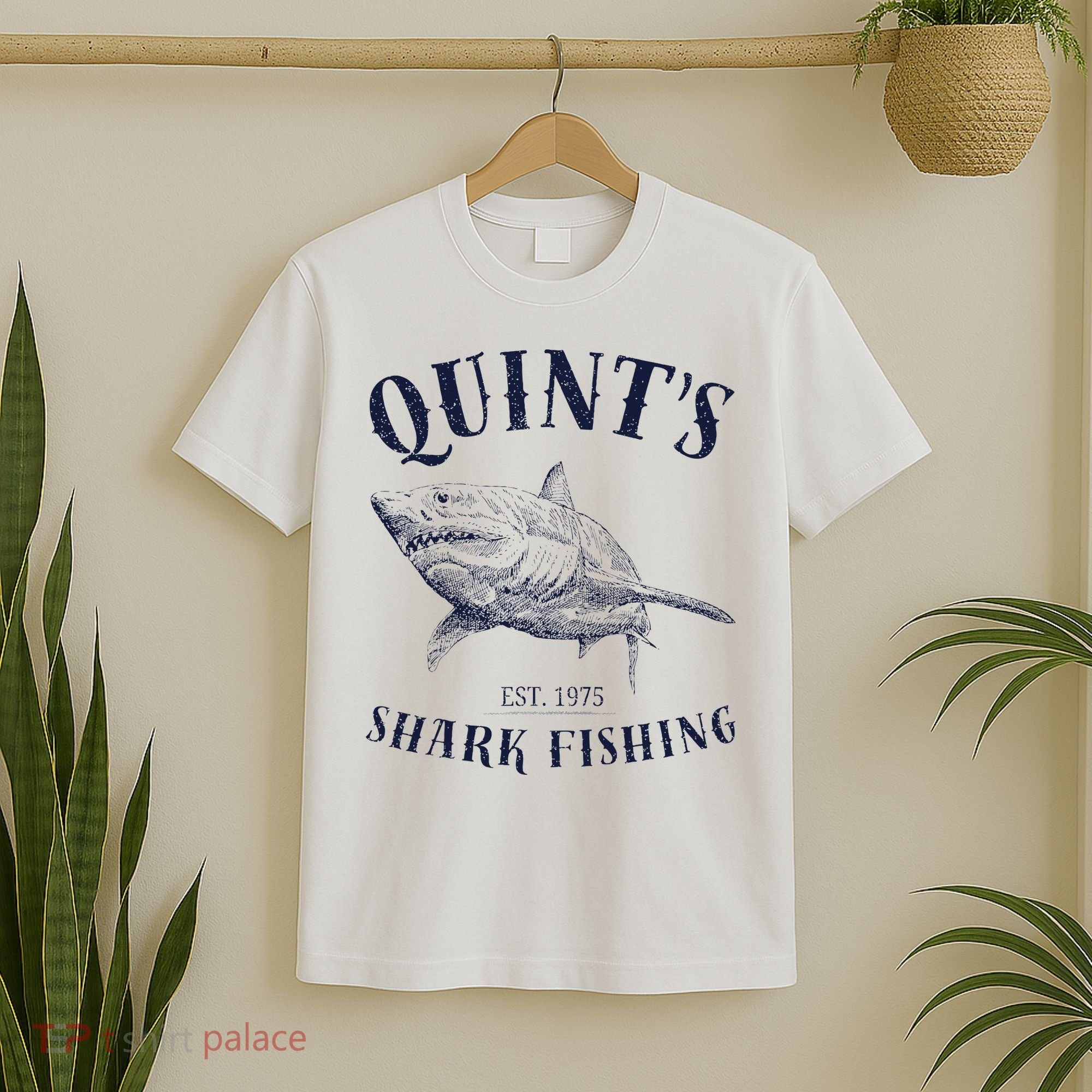 Vintage QuintS Shark 1975 Funny FishingS Retro T-Shirt