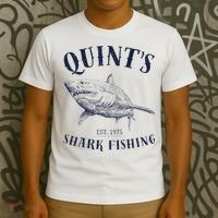 Vintage QuintS Shark 1975 Funny FishingS Retro T-Shirt thumb 3