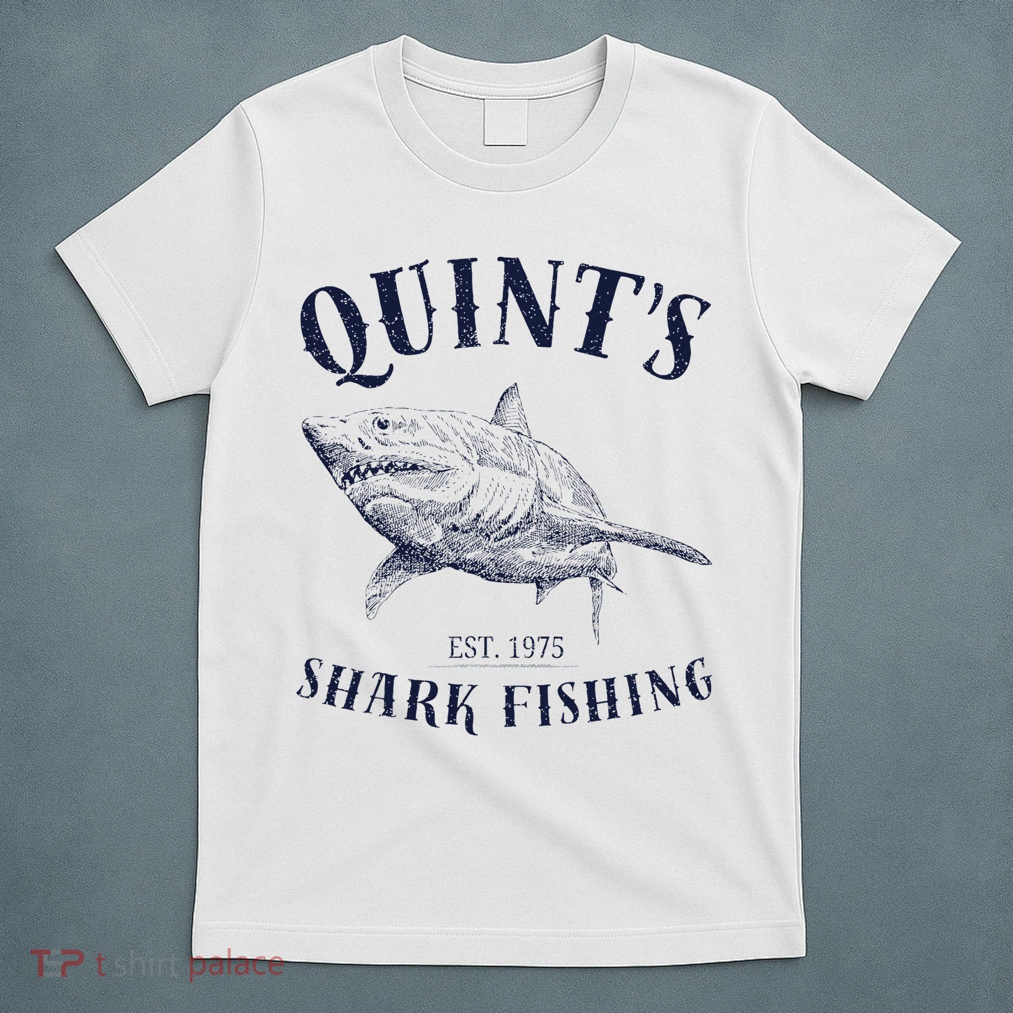 Vintage QuintS Shark 1975 Funny FishingS Retro T-Shirt