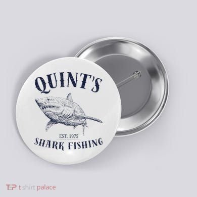Vintage QuintS Shark 1975 Funny FishingS Retro Button