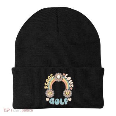 Vintage Retro 60s Peace Love Golf Beanie