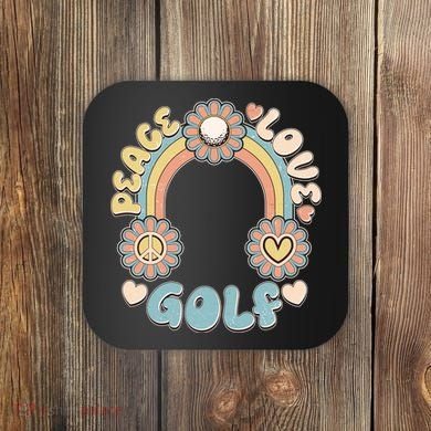 Vintage Retro 60s Peace Love Golf Coaster