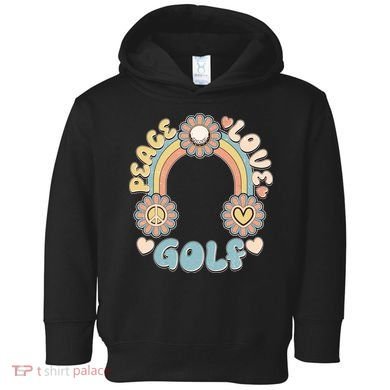 Vintage Retro 60s Peace Love Golf Toddler Hoodie