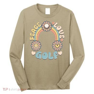 Vintage Retro 60s Peace Love Golf Long Sleeve Shirt