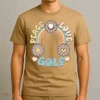 Vintage Retro 60s Peace Love Golf T-Shirt thumb 3