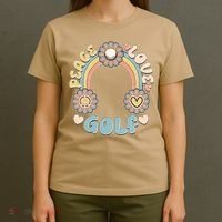 Vintage Retro 60s Peace Love Golf T-Shirt thumb 4