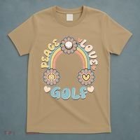 Vintage Retro 60s Peace Love Golf T-Shirt thumb 5