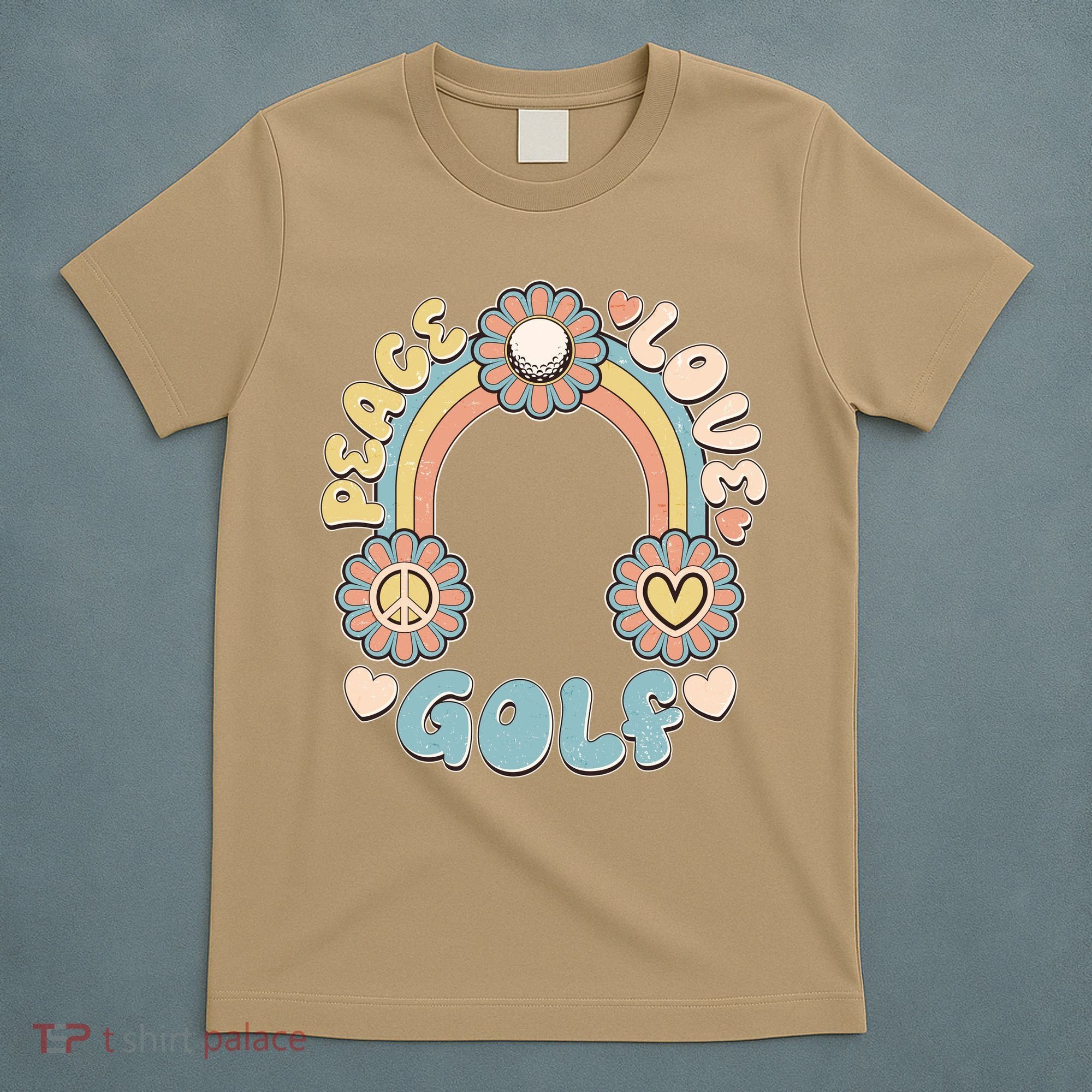 Vintage Retro 60s Peace Love Golf T-Shirt