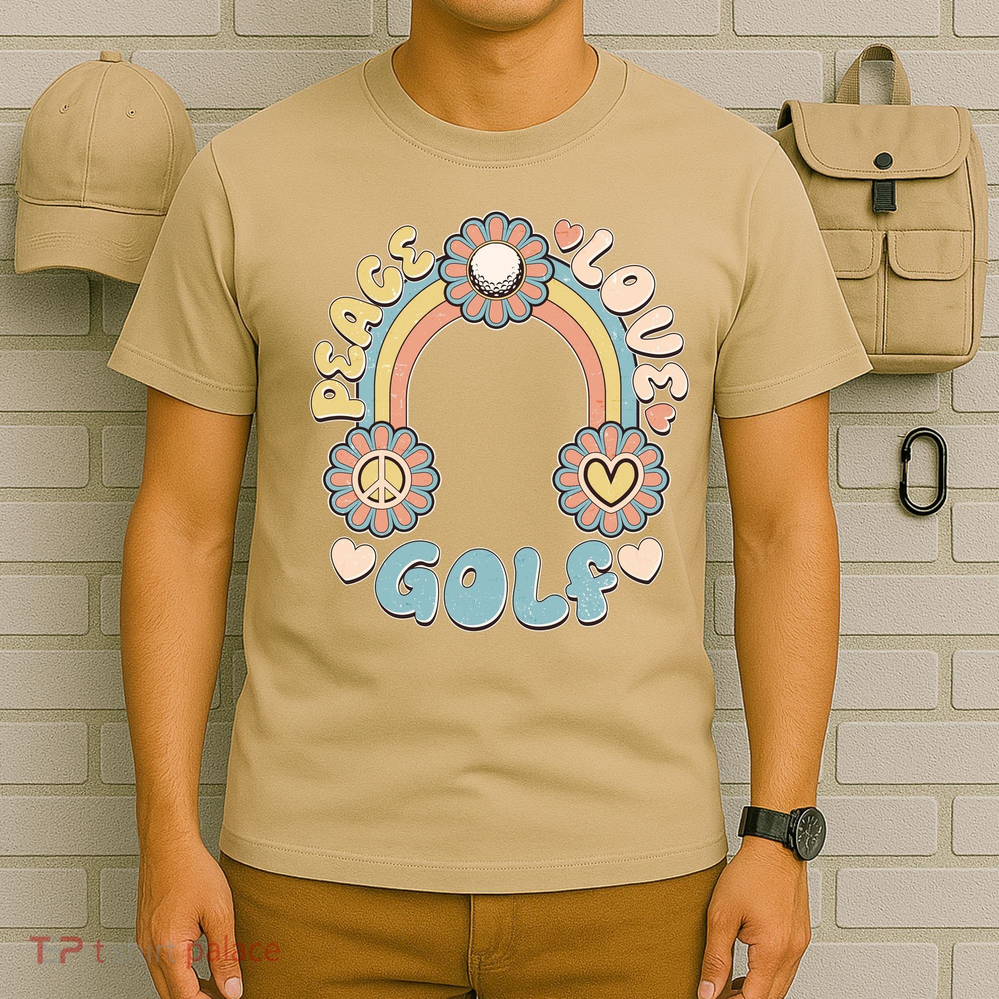 Vintage Retro 60s Peace Love Golf T-Shirt