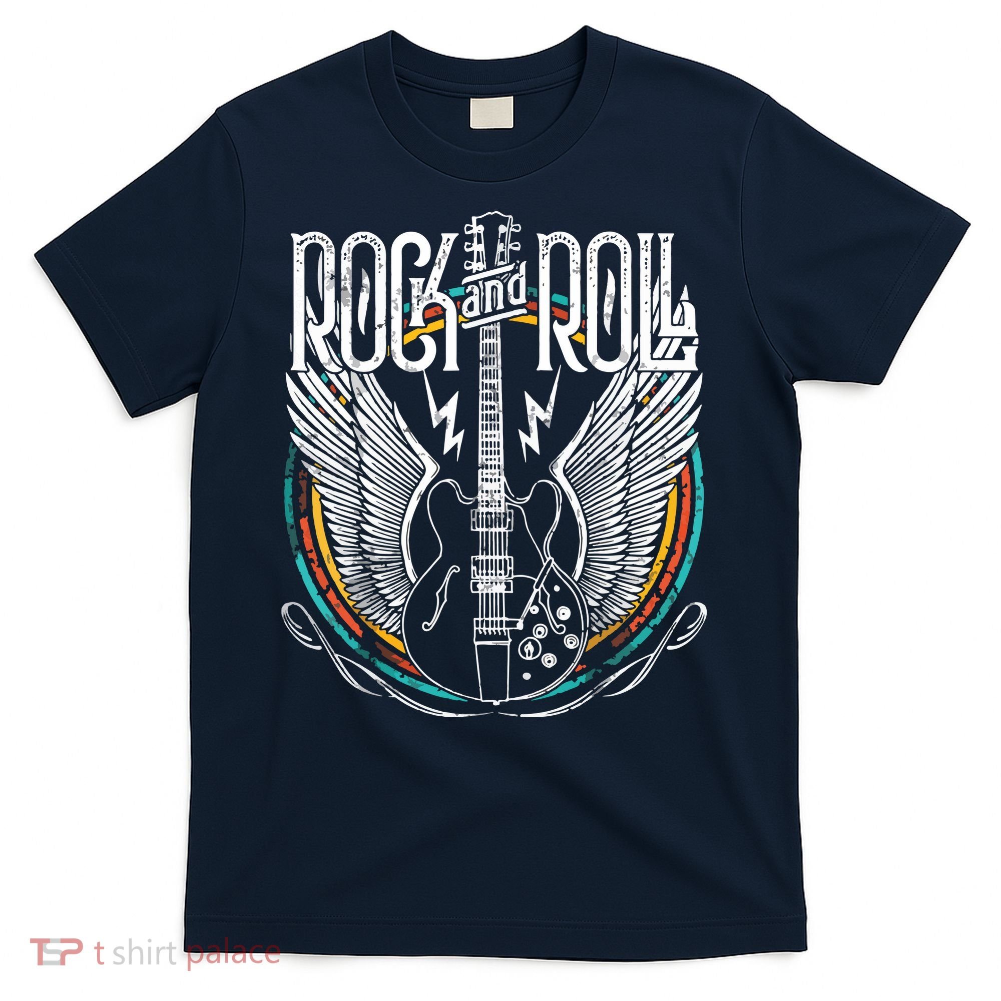 Vintage Retro 80s Rock Roll Music Guitar Wings T-Shirt