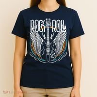 Vintage Retro 80s Rock Roll Music Guitar Wings T-Shirt thumb 4
